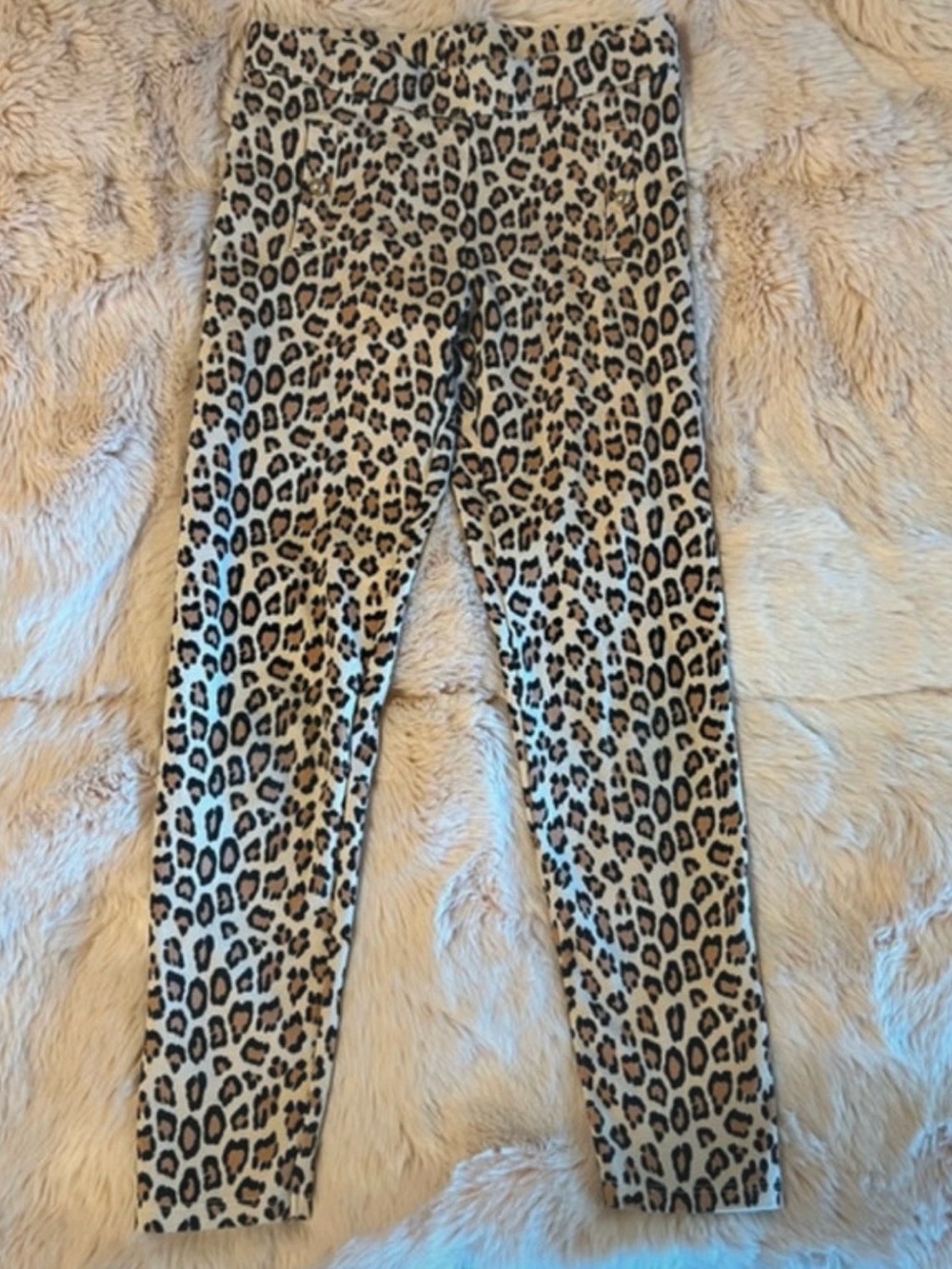 Janie and Jack Leopard Print Pocket Leggings - Tan/Black - Size 10